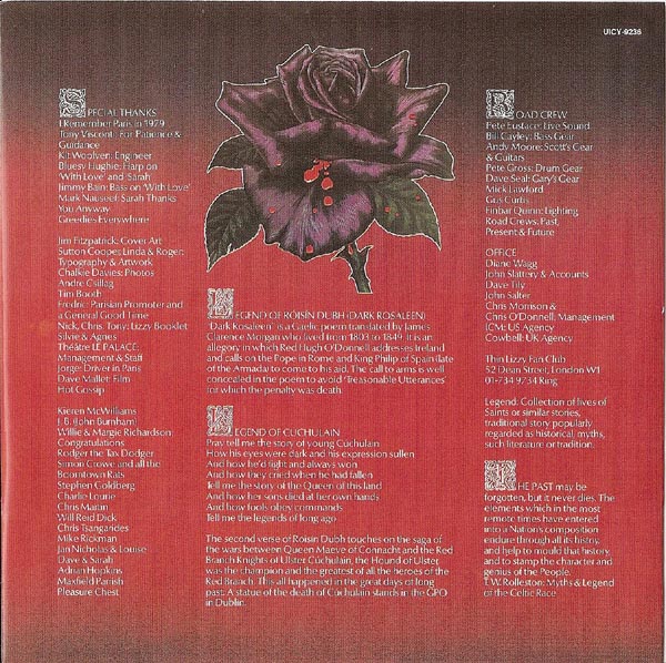 LP Inner Sleeve, Thin Lizzy - Black Rose